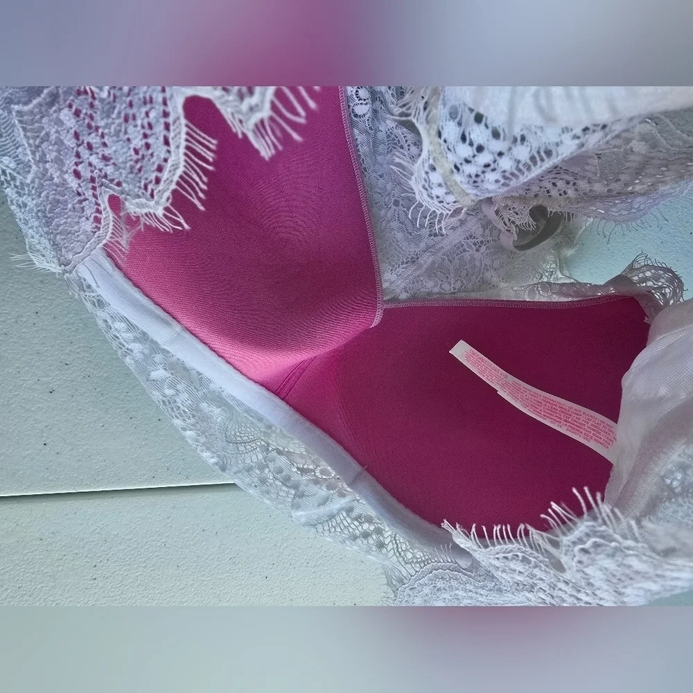 Victoria Secret Pink White Lace Bralette size S